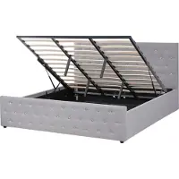 Beliani AMIENS - Bed met opbergruimte - Lichtgrijs - 180 x 200 cm - Polyester