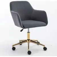 Aiorber kantoel, stoelen, met fluwelen bekleding, gouden poten, in hoogte verstelbaar, 360° draaibaar, krasbestendige wielen, geschikt voor kantoor en studie, 58 x 58 x 86 cm