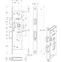 Mauer | Magneet | Smaldeurslot| Cilinder PC55 Dag en Nachtslot | 4445 | Met Zwarte Voorplaat