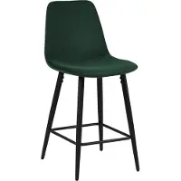 Huisenthuis.nl Barkruk Aylin Groen - Velours - Set van 2 - Geschikt voor kookeiland - Met rugleuning - Zithoogte 66 cm - Zitdiepte 38 cm