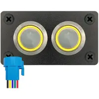 Proride Metalen pulsschakelaar 12-24V OFF-(ON) - Inbouwpaneel tweevoudig - 22mm - IP67 - LED indicatie Geel