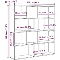 vidaXL Boekenkast 12-laags 132 x 29 x 141,5 cm Bewerkt hout