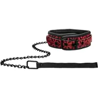 Ouch! Luxury Collar with Leash - Burgundy