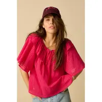 Sissy-Boy Donkerroze ruffle top | Maat: S
