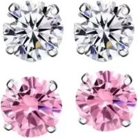 Charme Bijoux Magneet oorbellen 2 paar licht roze en wit 8 mm