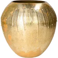 Mega Collections Vaas Oman Drip - goud - glas - druip effect - D26 x H26 cm - bloemenvaas