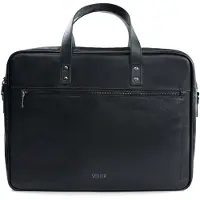 Solier SL05 Newbridge Leren Heren Laptoptas 15,4 inch – Tweevaks Schoudertas en Aktetas van Echt Leer – Zwart
