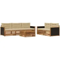 vidaXL Buiten bank set 6 st Natuurlijk en Beige