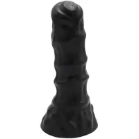Dinoo - XXL Anaal Dildo Met Ribbels Van TPE - Zwart
