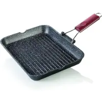 Risoli Rechthoekige grillplaat. Handgreep met flexibele verbinding. Hout. Serie: Granito Hard Stone. Afmetingen: 33x26 cm