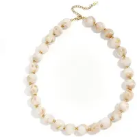 Yehwang Honey Bead Ketting | RVS & Acryl | Kralen Ketting | Beige | Beste Cadeau voor haar