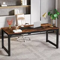 Tribesigns - Bureau - Computertafel - Met Dikker Frame - Industrieel - Vintage - Rustiek Bruin - 180 x 90 x 77 cm