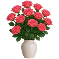 Mica Decorations Kunstbloem Roos Valentine - 10x - H59 cm - roze - kunststof - stelen kunstbloemen - boeket - rozen bloemetjes - Valentijnsdag