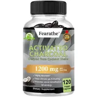 Fearathe Geactiveerde kool 1200 mg (120 capsules) voedingssupplement, geactiveerde kool, maag, opgeblazen gevoel, ontgifting, reiniging, darmgezondheid, maagge