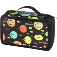 Markenlos Etui met 3 vakken, 52 vakjes, grote capaciteit, geschikt voor pennen, schooletui, pennenhouder, etui voor tieners, school, kantoor, jongens, meisjes - zwart