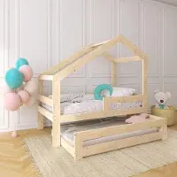 Merkloos Houten bed voor kinderen | Uitschuifbed met valbeveiliging | 70x140 - 90x200 cm | Een- of tweepersoonsbed voor jongens en meisjes
