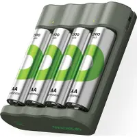 GP ReCyko oplaadbare batterijen AA, 2100mAh | 4 stuks + gratis batterijlader | batterij oplader voor AA en AAA