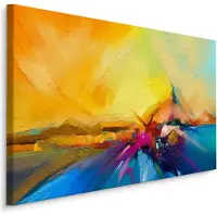 Karo-art Schilderij - Kleurrijke Abstractie, Multikleur, Premium Print