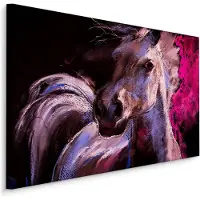 Karo-art Schilderij - Paard in Pastelkleuren (print op canvas), 4 maten , wanddecoratie