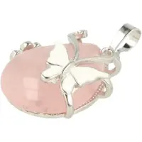 Ruben Robijn Roze kwarts vlinder druppel hanger