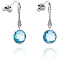 Orphelia OD-5341 - Oorhangers - Goud 18 kt - Diamant 0.01 ct / Swiss Topaz 5.34 ct - 2.7 cm