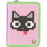 PIXIE CREW etui met siliconen zijkant en pixels 19 cm roze/paars