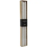 Countryfield dinerkaars Twirly 30cm wit - set van 2 kaarsen decoratie.