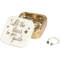 Balvi sieradendoosje Stars 2,5 x 4,9 cm porselein goud/wit