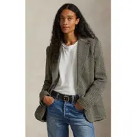 Ralph Lauren Dames Single breasted blazer in visgraat grijs-groen (44), Casual, Vlas, Klassiek 211891070002