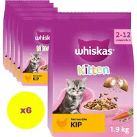 Whiskas 6x Junior Kattenbrokken Kip 1,9 Kg