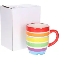 Secret De Gourmet Koffiemokken Curacao - 6x stuks - Keramiek - multi kleuren rood - 300 ml - 8 x 11 cm - Luxe uitstraling