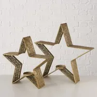 Boltze Ster - Kandelaar - Decoratie - 2 set - Goud - Metaal - 50cm.