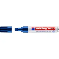 Edding No. 1 Permanentmarker 100% Gerecycled Breed Beitelpunt 1 - 5 mm Blauw Navulbaar Waterbestendig