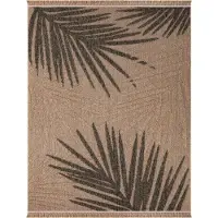 TT Home Binnen- en buitentapijt Woonkamer Weerbestendig Balkon Boho Bladmotief 3D Franjes