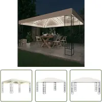 The Living Store De Living Store paviljoen met LED-lichtketting, afmetingen 3x4 meter, crème kleurige stof