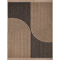 TT Home Binnen- en buitentapijt Woonkamer Weerbestendig Balkon Boho Bladmotief 3D Franjes 200 x 280 cm Rechthoek 200 x 280 cm Rechthoek antraciet