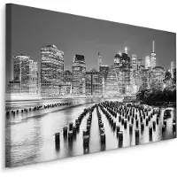 Karo-art Schilderij - Nacht in New York , Wanddecoratie , Premium print