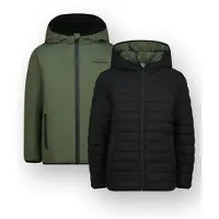 Vingino reversible tussenjas armygroen/antraciet Jongens Polyester Capuchon - maat 152
