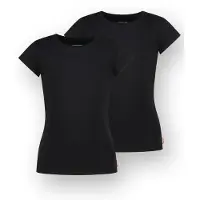 Vingino T-shirt - zwart (set van 2) Meisjes Stretchkatoen Ronde hals Effen - maat 158/164