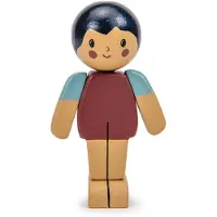 Tender Leaf Toys Tender Leaf Poppenhuisfiguur - Houten speelgoed: jongen met mandel