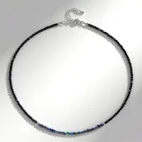 Cavill - Zilveren Halsketting 925 Sterling Zilver - Zwarte Spinel 24 521 ct & Kleurrijke Mezezo Opalen 4 378 ct - Verstelbaar 45-50 cm