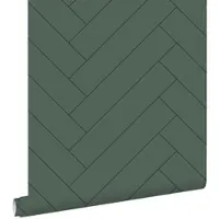 ESTAhome behang visgraat-motief donkergroen - 53 cm x 10.05 m - 139222