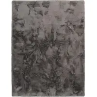 TT Home Woonkamer hoogpolig tapijt langpolig zacht konijnenbont imitatie zacht 80 x 150 cm Rond 80 x 150 cm Rond antraciet