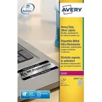 Avery Inventaris etiketten L6013-20 Permanent klevend A4 Zilver 210 x 297 mm 20 Vellen à 1 Etiketten