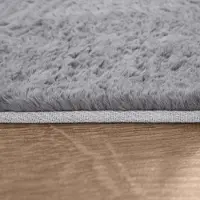 TT Home Hoogpolig tapijt slaapkamer imitatiebont pluizig konijnenbont imitatie 80 x 300 cm Rechthoek 80 x 300 cm Rechthoek antraciet