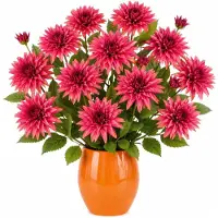 Mica Decorations Kunstbloem Dahlia Artistic - 12x - H74 cm - roze - kunststof - stelen kunstbloemen - boeket - bloemetjes