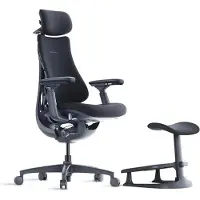Nicole Ergonomische Bureaustoel met Voetensteun 79,3x74x117 cm – 160° Verstelbaar, Adaptieve Lendensteun, Bionische Rugleuning, Gaming & Kantoor Stoel met Zitdiepte 48 cm, Zwart