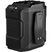 OEM - Tailleventilator - handsfree ventilator voor camping, tuinwerk en werkplaats - met 6000 mAh batterij, clip en LED zaklamp - zwart ABS 8.6 x 7.7 x 9.8 cm