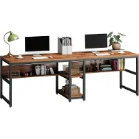 Tribesigns Bureau - Dubbel Lang Bureau - Computerbureau voor Twee - Computertafel - Bureautafel - Bruin/Zwart - 200 x 60 x 75 cm