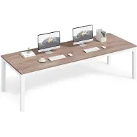 Tribesigns Bureau - Dubbel Lang Bureau - Computerbureau - Computertafel - Bureautafel voor Thuiskantoor - 200 x 70 x 75 cm - Eik